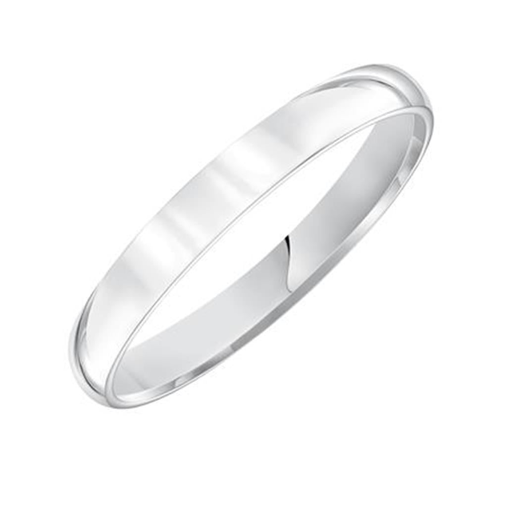 14Kt White Gold 3mm Low Dome Comfort Fit Band