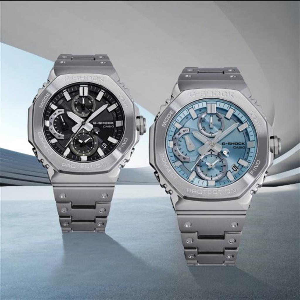 G-Shock Full Metal Chronograph Solar Connected Black Dial Stainless Steel Watch 