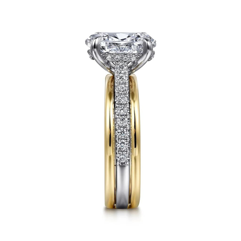 14kt Two-Tone Oval Wide Diamond Semi-Mounting by Gabriel & Co. – Size 6.5