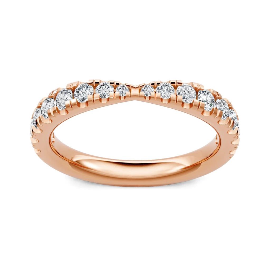 14kt Rose Gold Diamond Pinched Petite Wedding Band – Size 6