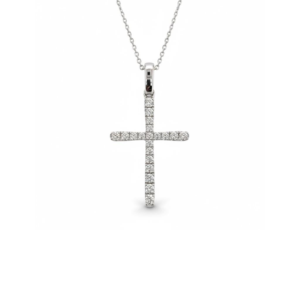 14K White Gold Diamond Cross Pendant | 0.20ct