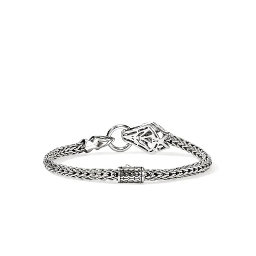 Sterling Silver 4.4mm Diamond & Blue Sapphire Naga Dragon Bracelet
