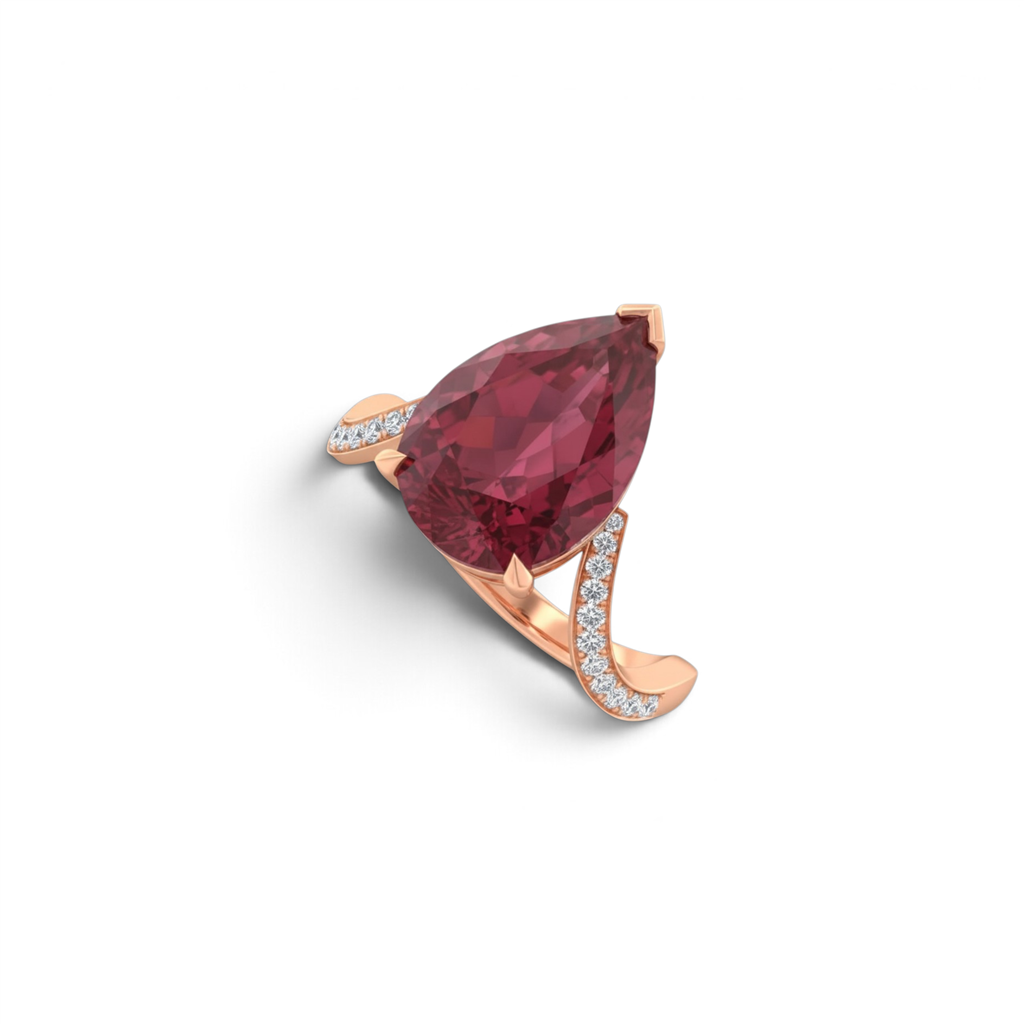 Stephen Webster 18KT Rose Gold Magnipheasant Rubellite Tourmaline & Diamond Cocktail Ring