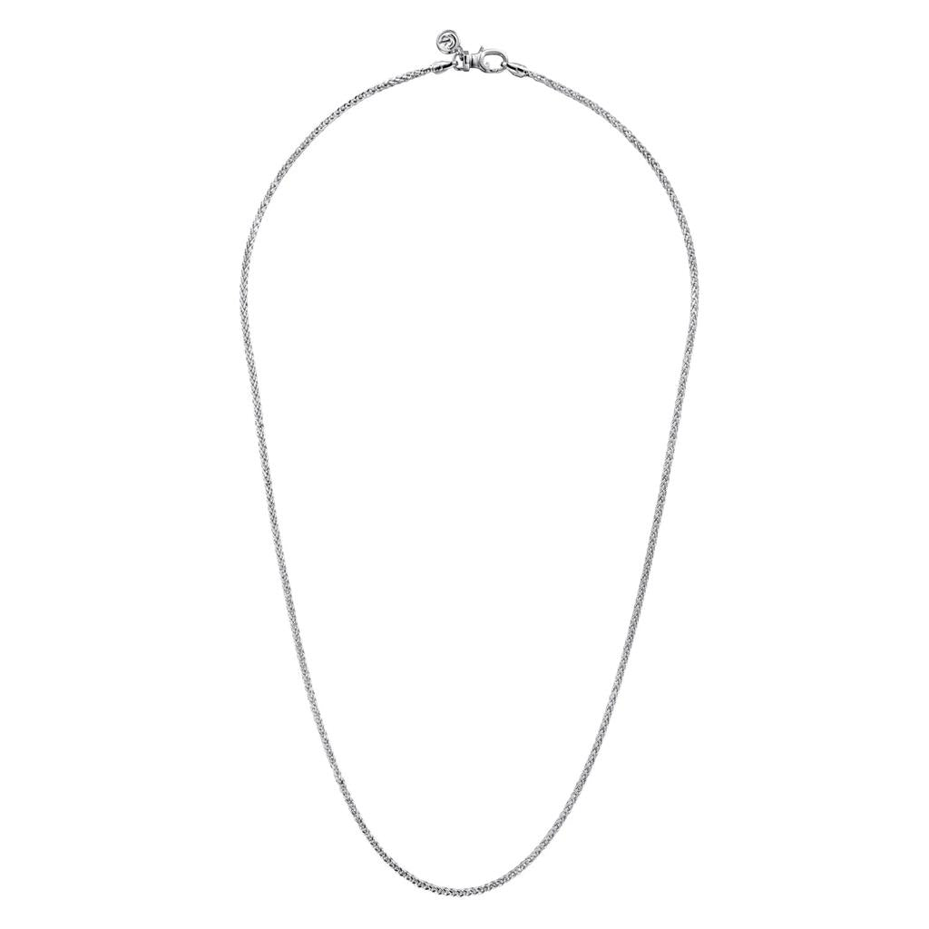 Sterling Silver Solid Wheat Chain Necklace - 22"