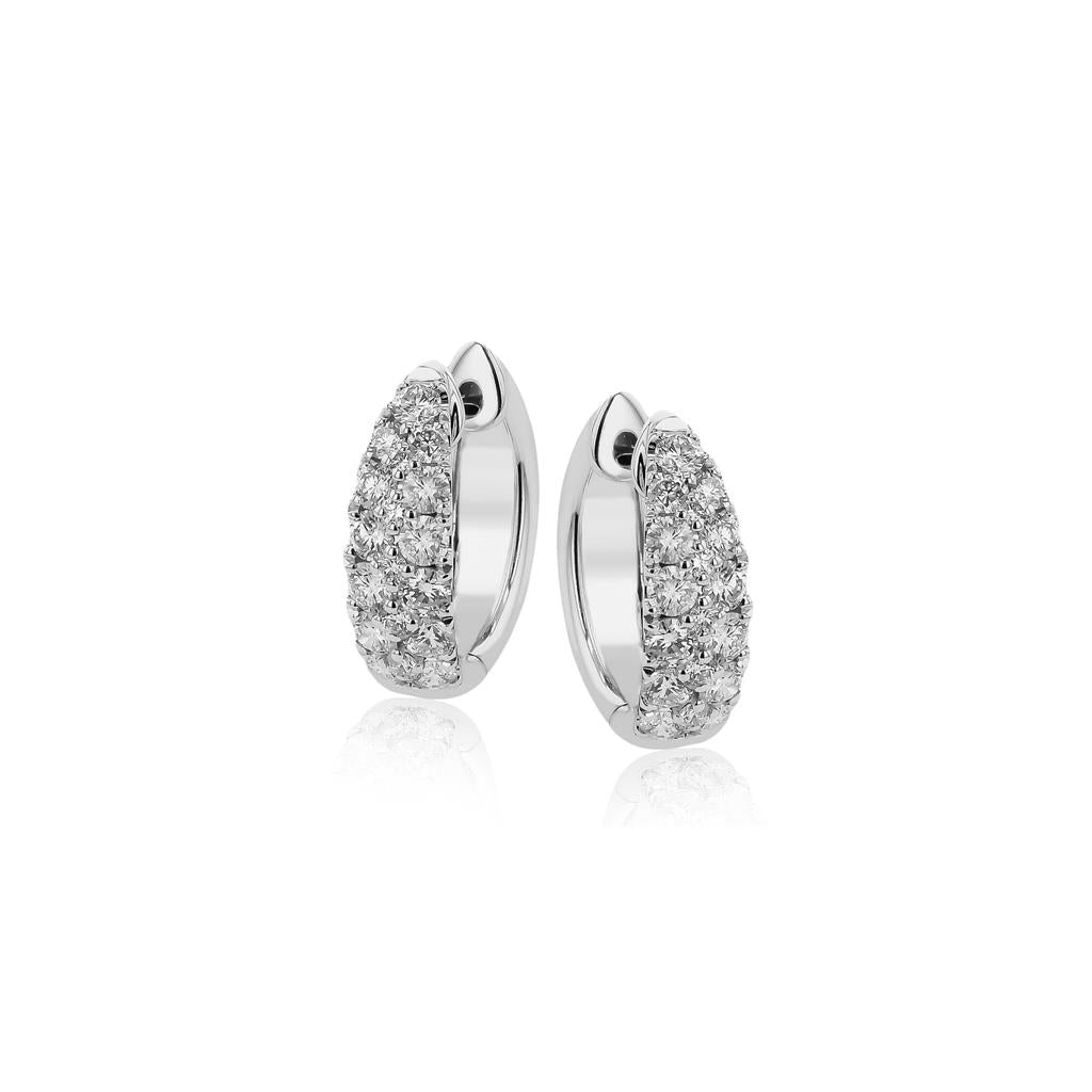 18kt White Gold 1.00ctw Diamond Hoop Earrings