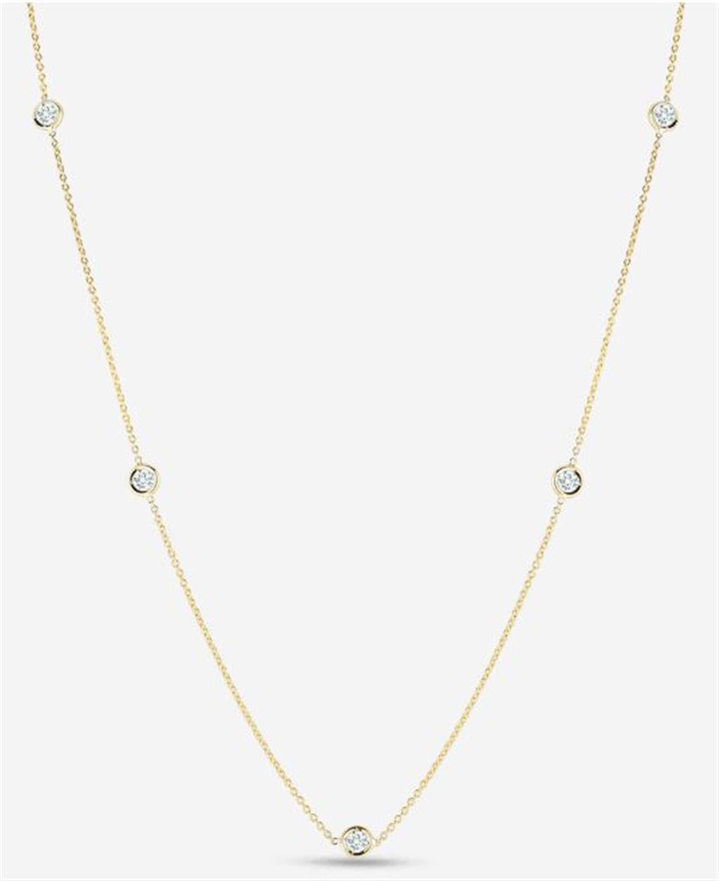 18K Yellow Gold 5-Station Diamond Necklace | 0.23ct Adjustable 16–18"
