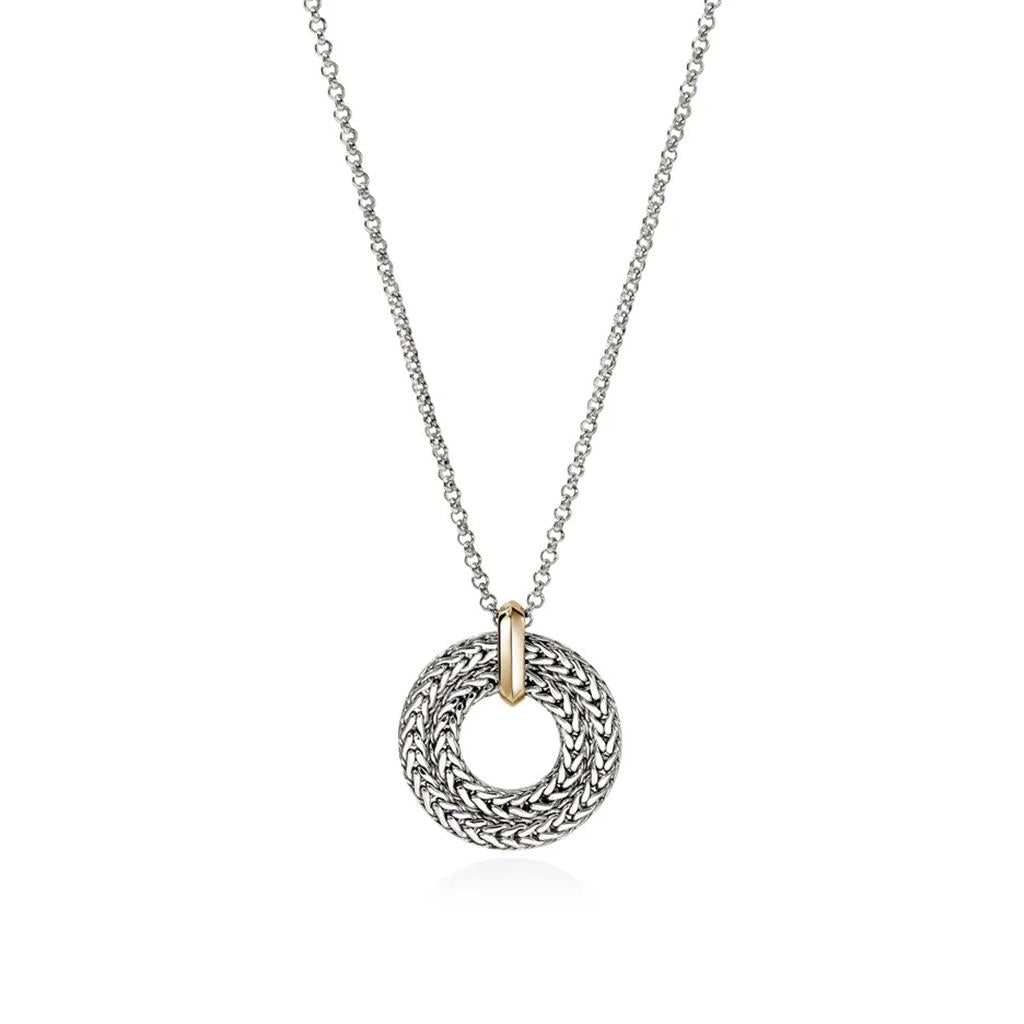 Sterling Silver & 14kt Yellow Gold 2mm Icon Link Pendant Necklace