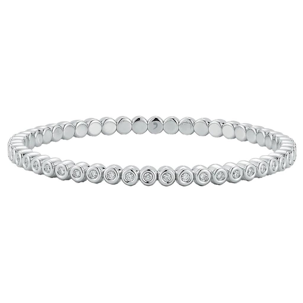 Demeglio 18KT White Gold 1.31ct Diamond Bezel Tennis Bracelet