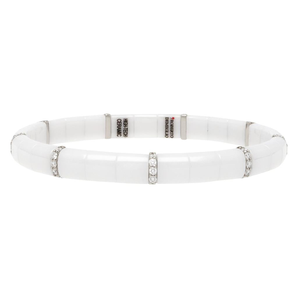 Demeglio White Ceramic & 18KT White Gold 0.54ct Diamond Bracelet