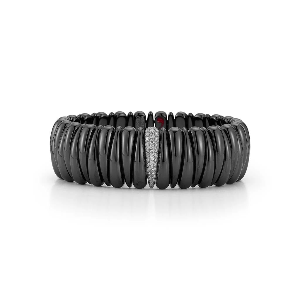 Artiglio Black Ceramic & 18KT White Gold Diamond Stretch Bracelet