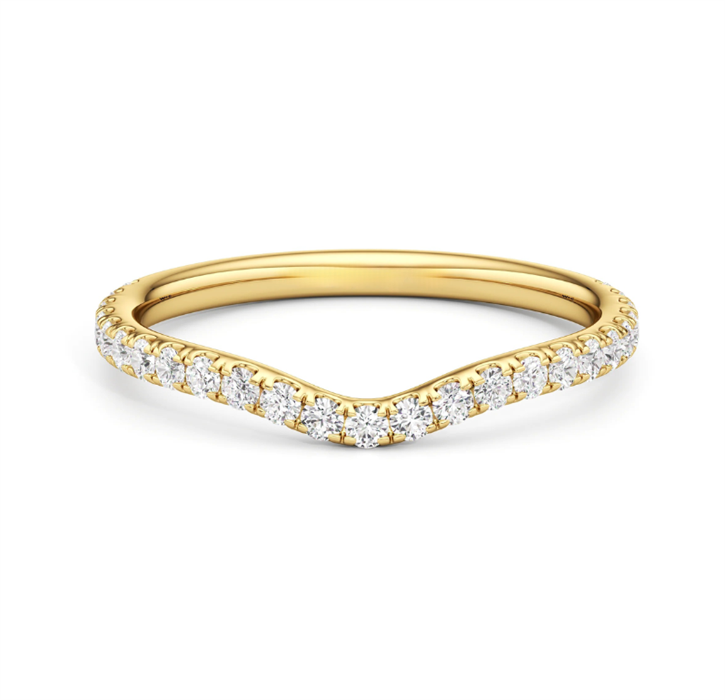 14KT Yellow Curved Diamond Wedding Band