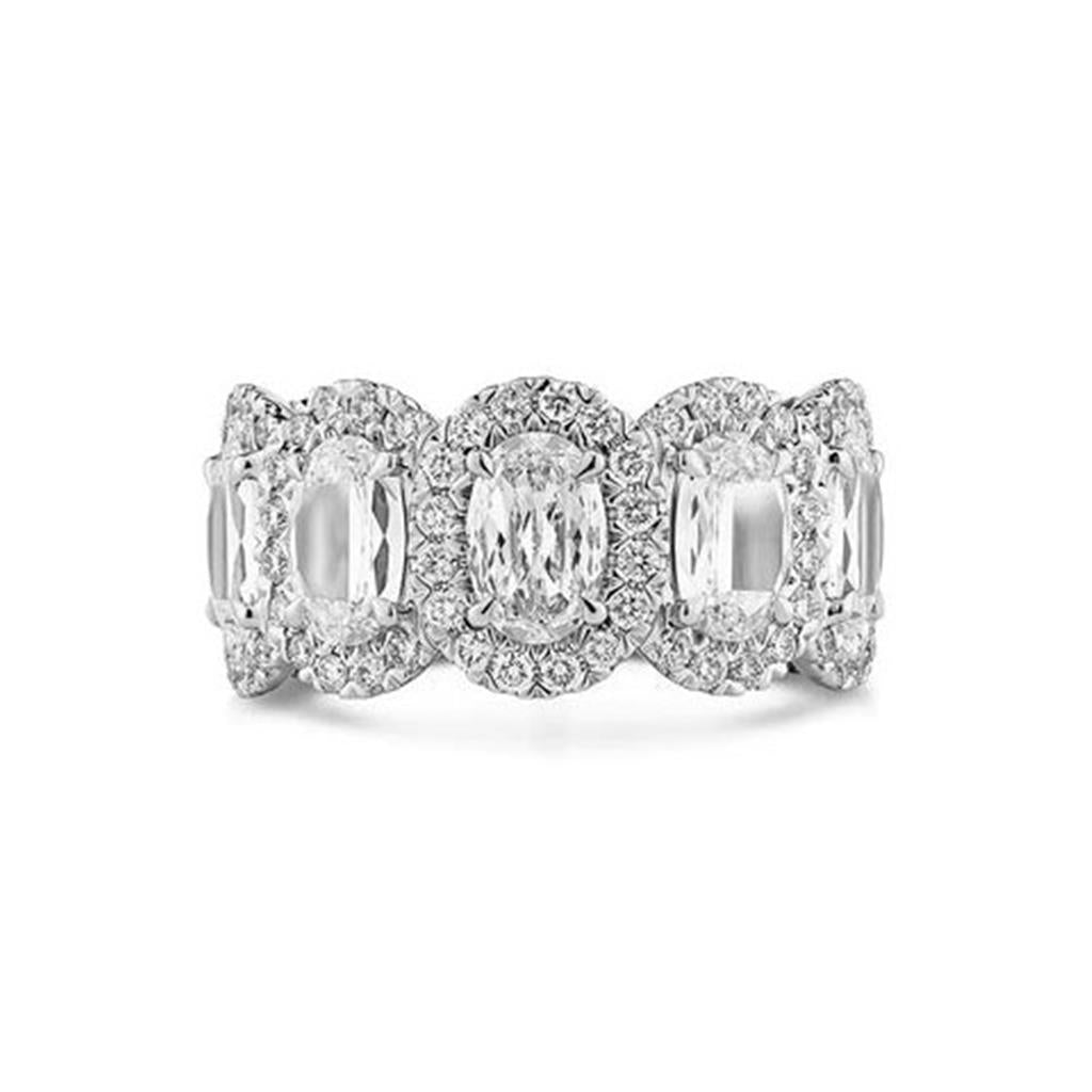 18kt White Gold 7-Stone Crisscut® Halo Diamond Ring