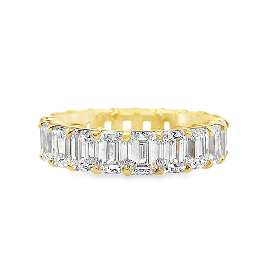 18kt Yellow Gold Emerald Cut Diamond Eternity Wedding Band – 6.31ct Total Diamonds | Size 6