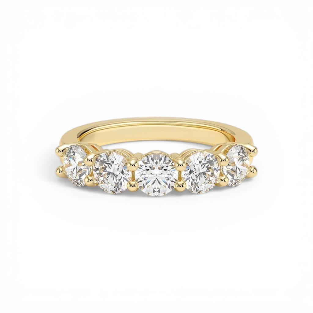 14KT Yellow Gold 5 Stone Diamond Ring