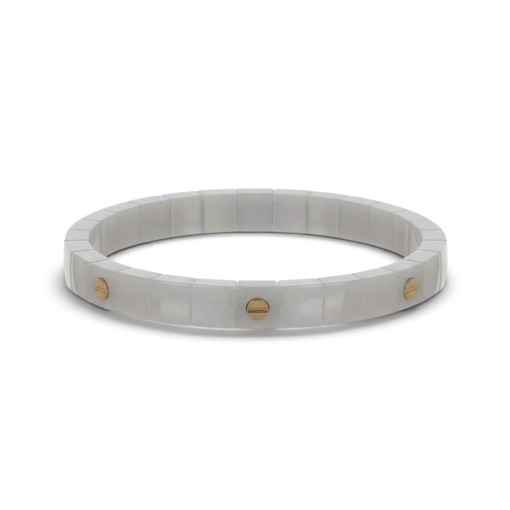 Demeglio White Ceramic & 18KT Yellow Gold Bracelet 