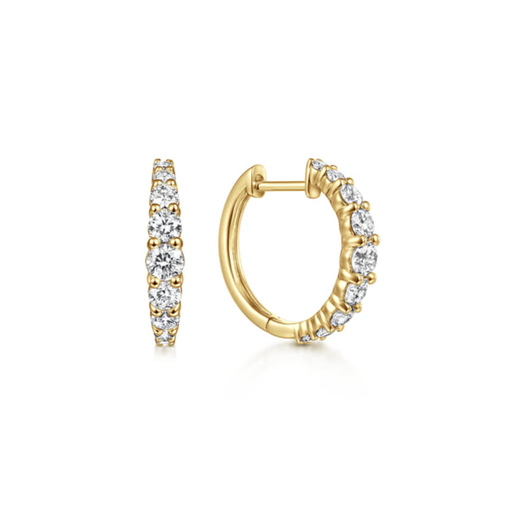 14KT Yellow Gold Graduated Diamond Hoop Earrings
