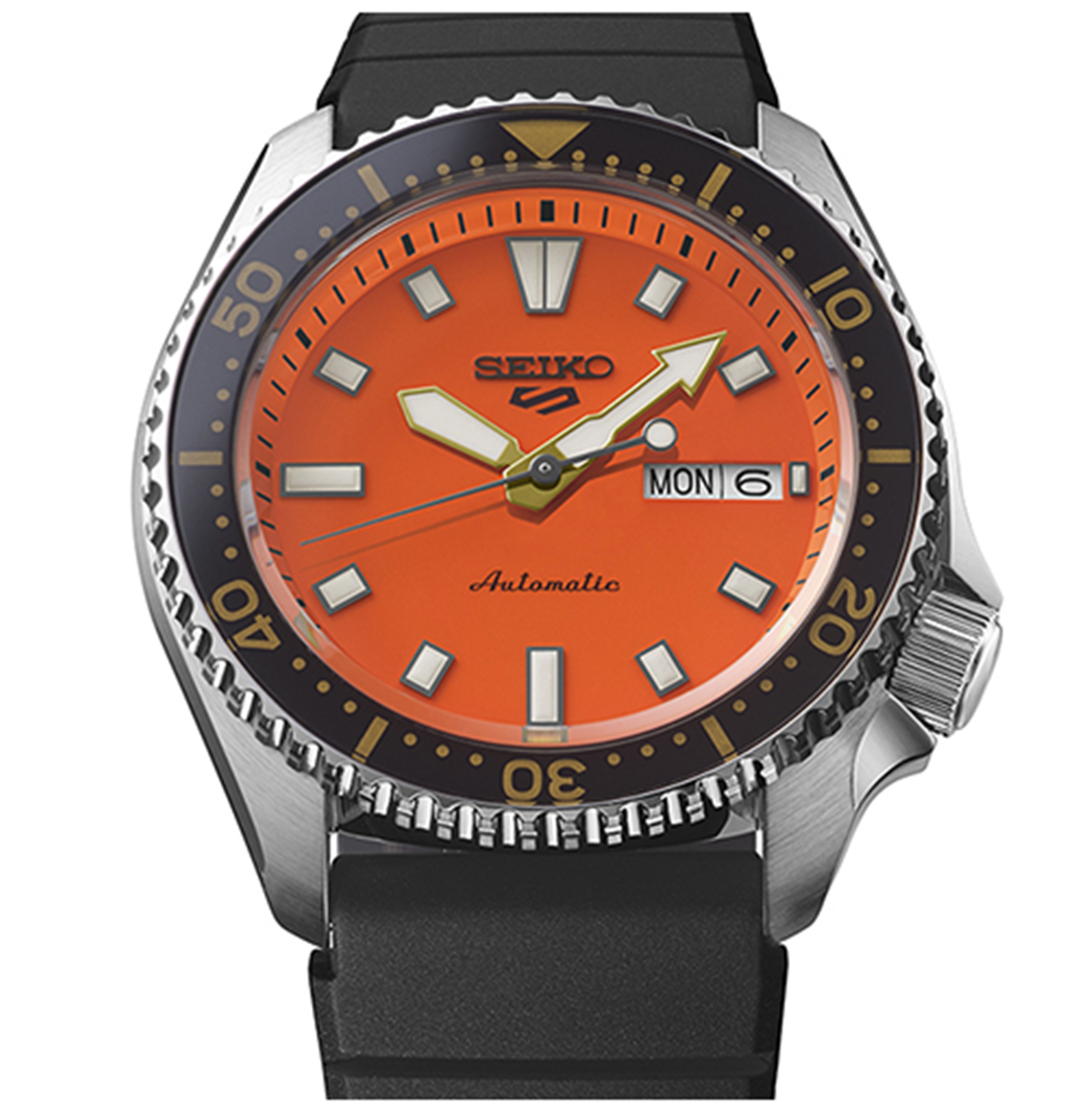 Seiko 5 Sports Stainless Steel Orange Index Dial SKX Series Watch