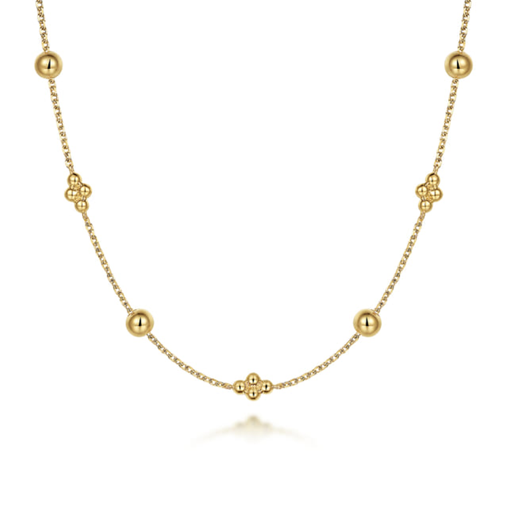 14kt Yellow Gold Beaded Station Bujukan Necklace - 17.5"