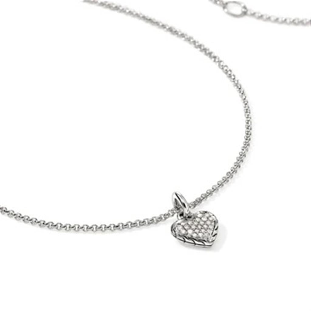 Sterling Silver 1.5mm Diamond Essential Heart Pendant Necklace