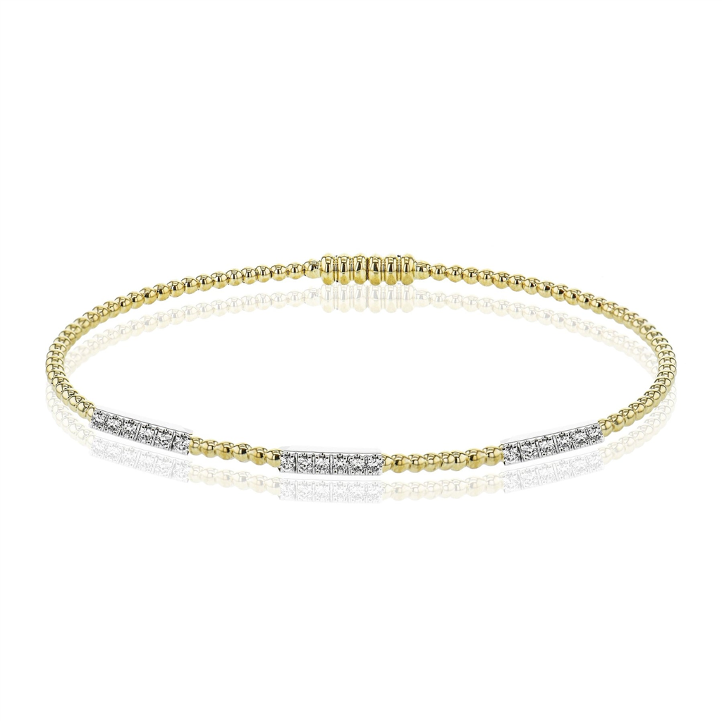 18kt Two-Tone 3-Station Diamond Bangle Bracelet 