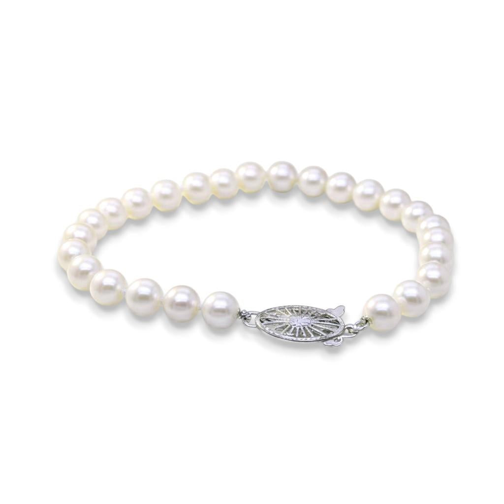 14KT White Gold Japanese Cultured Pearl Bracelet