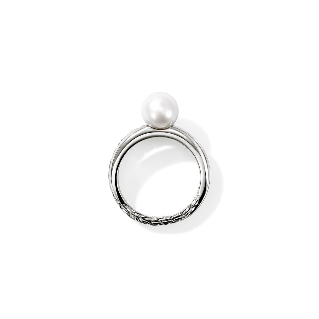 Sterling Silver Pearl Carved Chain Ring RB987771X7