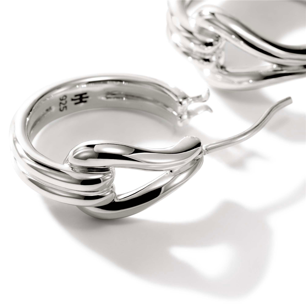 Sterling Silver 18.5mm Surf Huggie Earrings