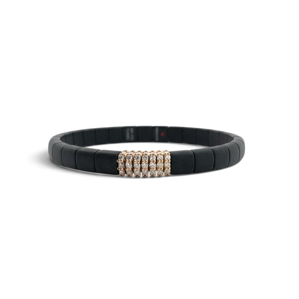 Demeglio Black Ceramic & 18KT Yellow Gold 0.42ct Diamond Bracelet