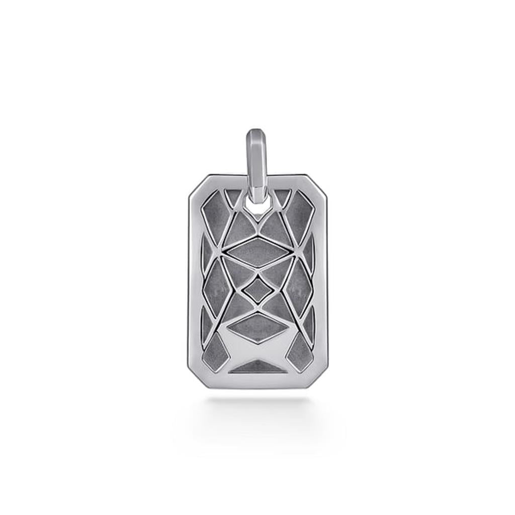 925 Sterling Silver Dog Tag Pendant - front side view