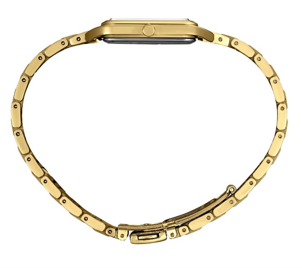 Essentials Gold-Tone Stainless Steel Silver Dial Quartz Watch - side view