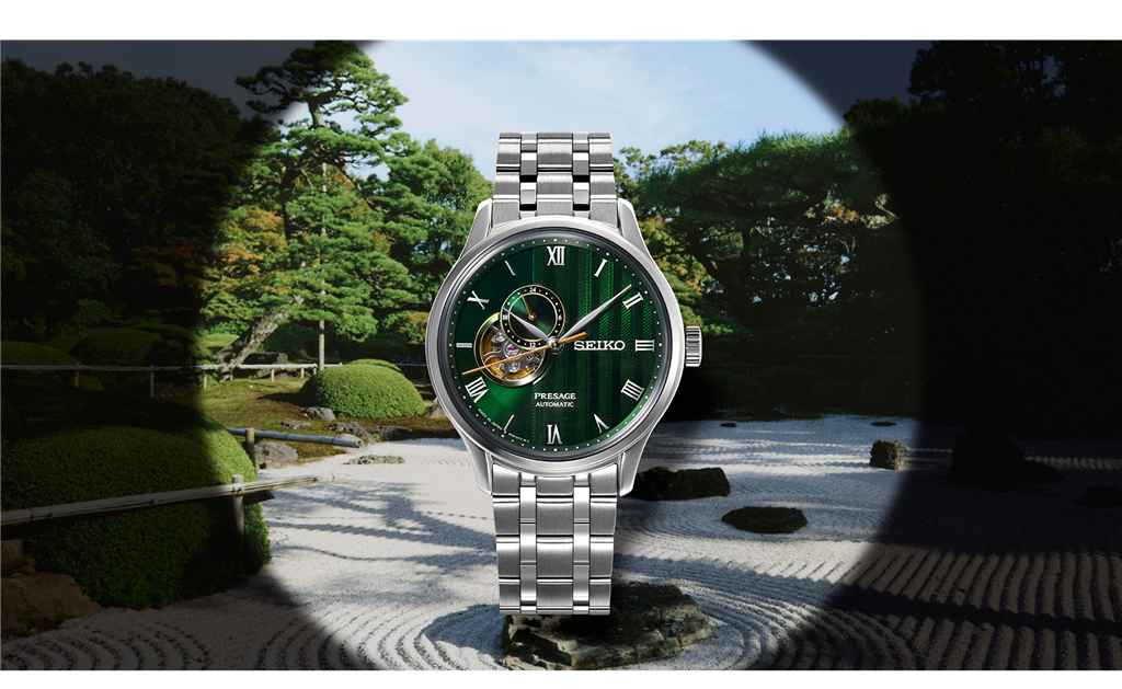 Seiko Presage Japanese Garden Green Dial Open-Heart Automatic Watch – Model SSA463