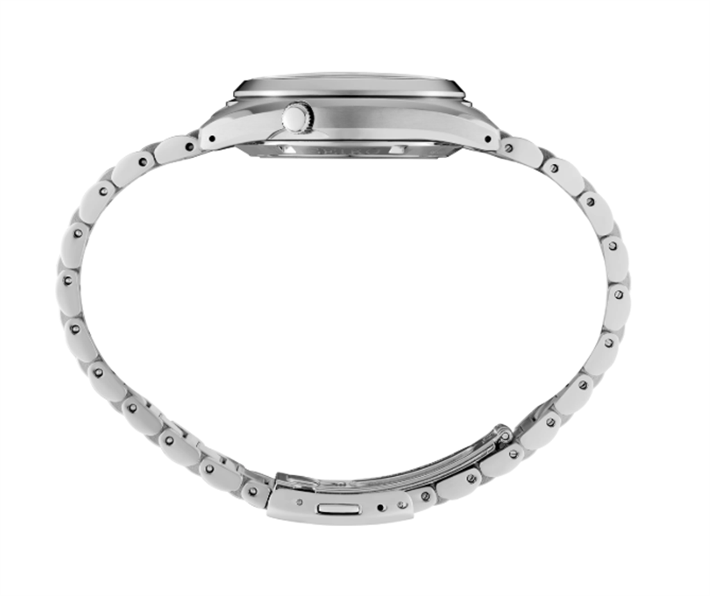 Seiko 5 Sports Stainless Steel Blue Index Dial Watch - side view