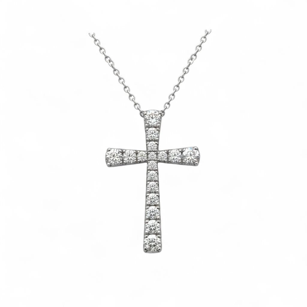 White Gold 0.50ct Diamond Cross Pendant Necklace