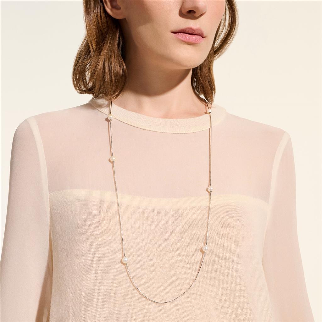 Sterling Silver Pearl Station Necklace 