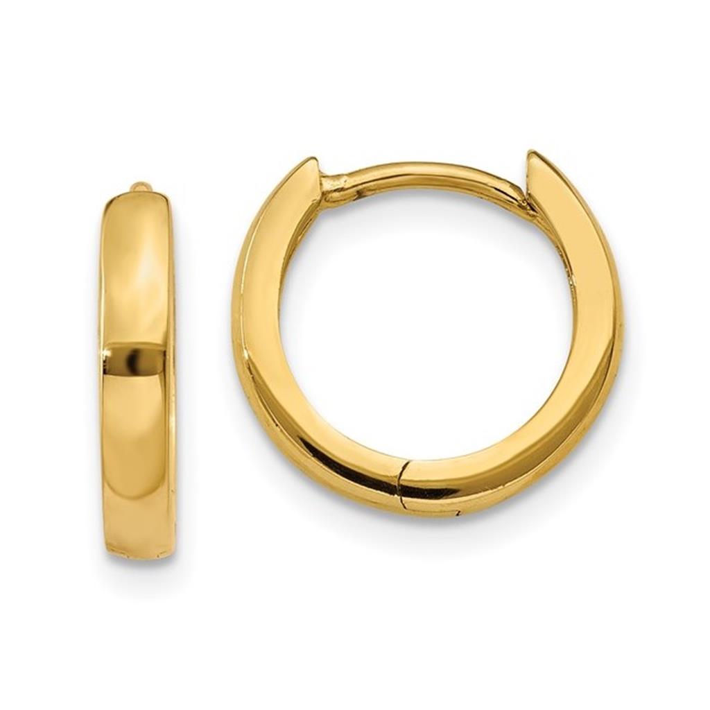 14Kt Yellow Gold 2.25mm Round Hinged Hoop Earrings