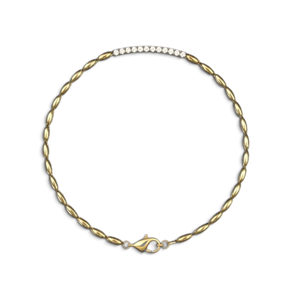 14KT Yellow Gold Diamond And Bead Tennis Bracelet
