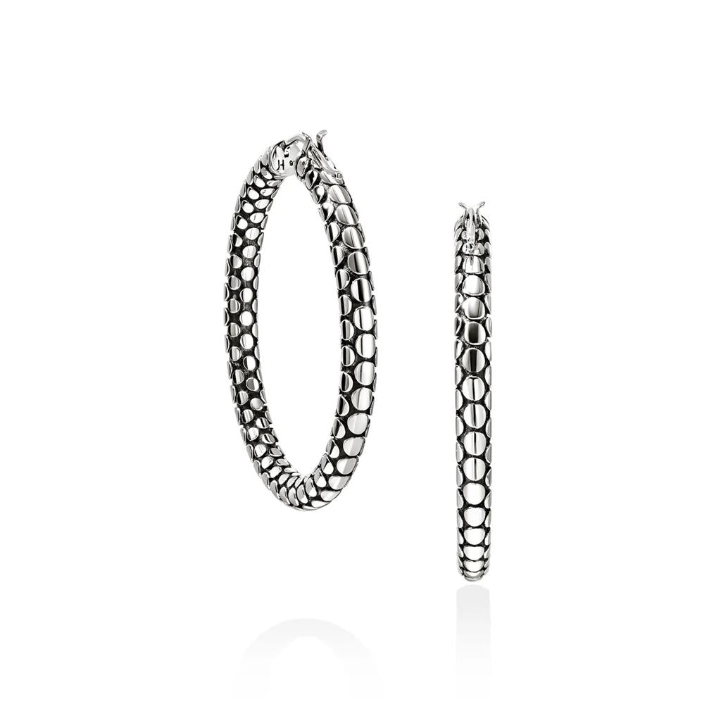 Dot Hoop Earrings, Sterling Silver, 37MM