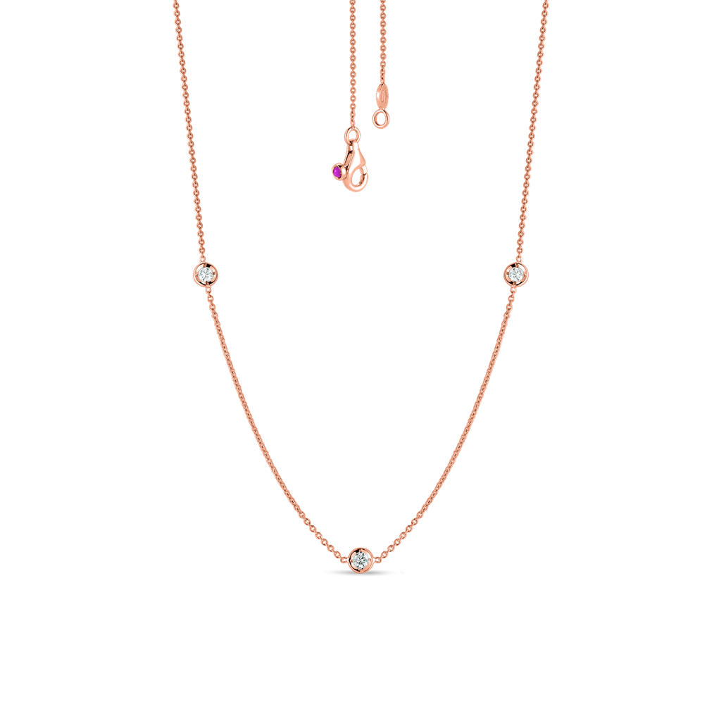18K Rose Gold 3-Station Diamond Necklace