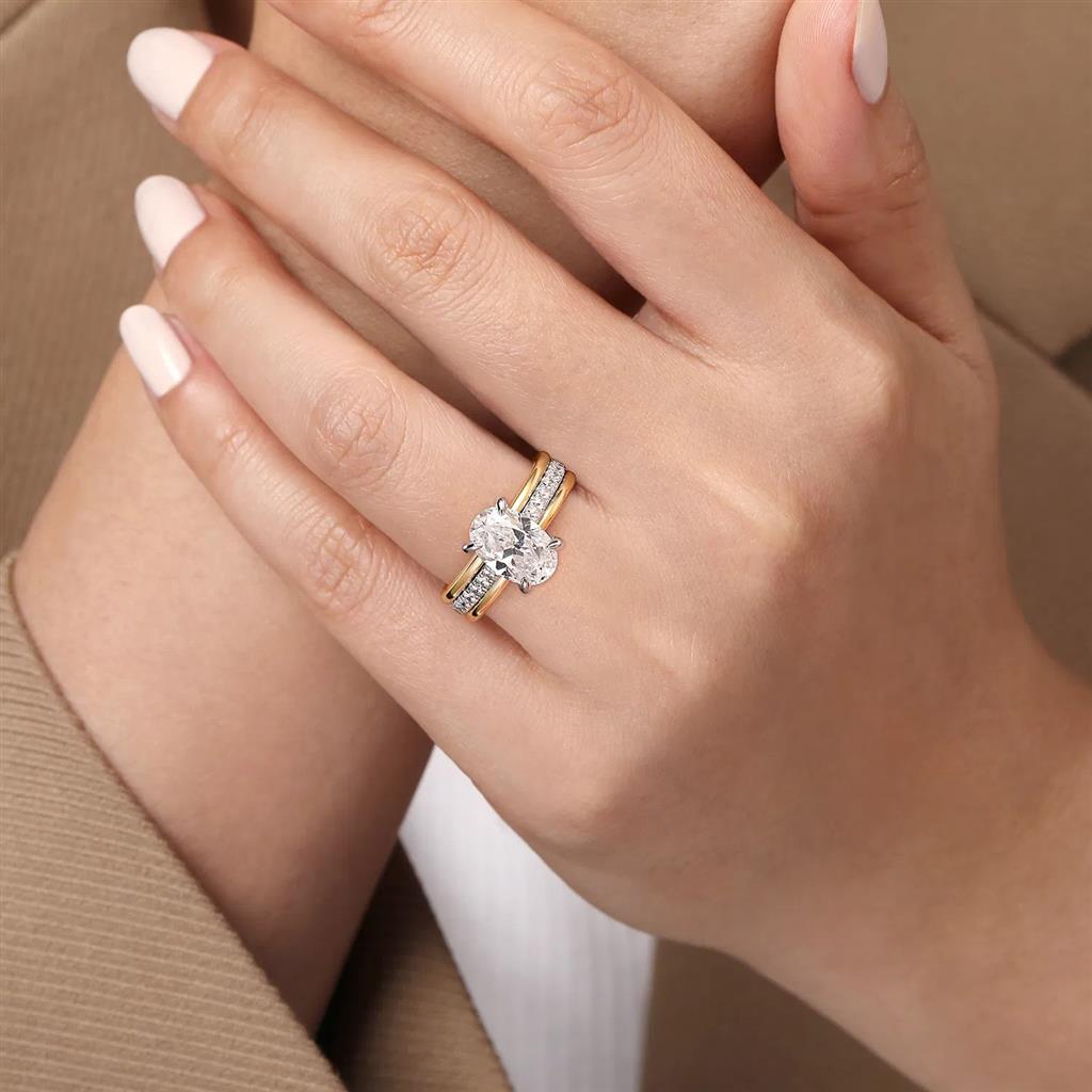 14kt Two-Tone Oval Wide Diamond Semi-Mounting by Gabriel & Co. – Size 6.5