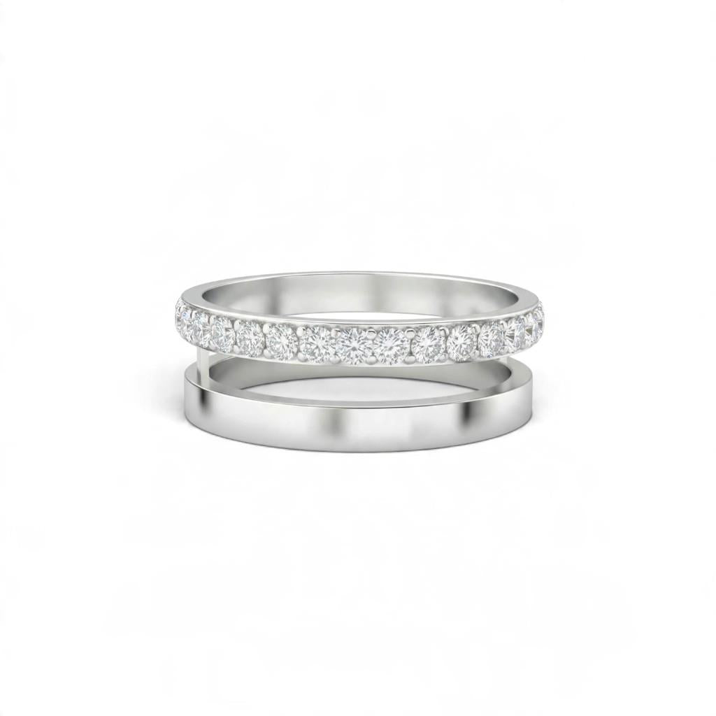 14KT White Gold 0.55ct Diamond Two-Row Enhancer Band