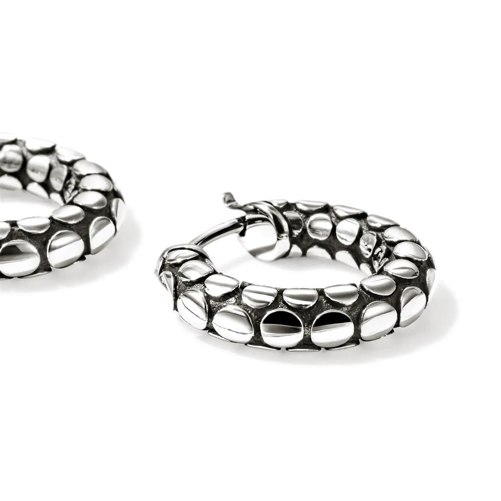 Dot Hoop Earrings, Sterling Silver, 15MM 