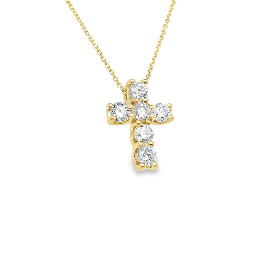 18kt Yellow Gold Diamond Cross Pendant Necklace