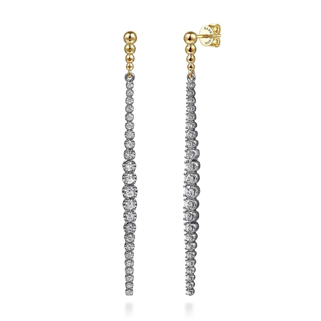 14KT Two-Tone Bujukan Punk Diamond Stud Drop Earrings