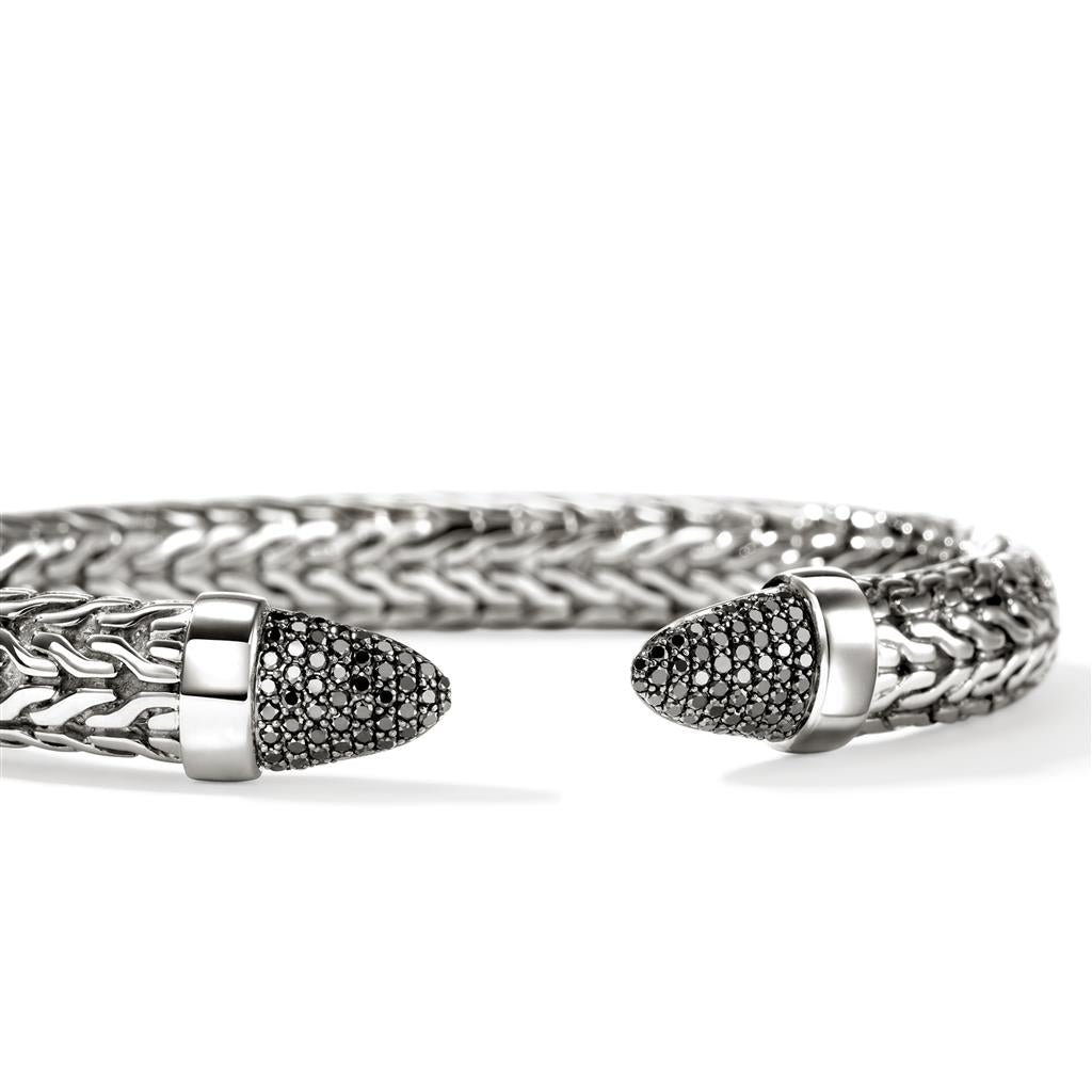 Spear 50 Flex Cuff Bracelet – Sterling Silver with 0.77ct Black Diamond Pavé