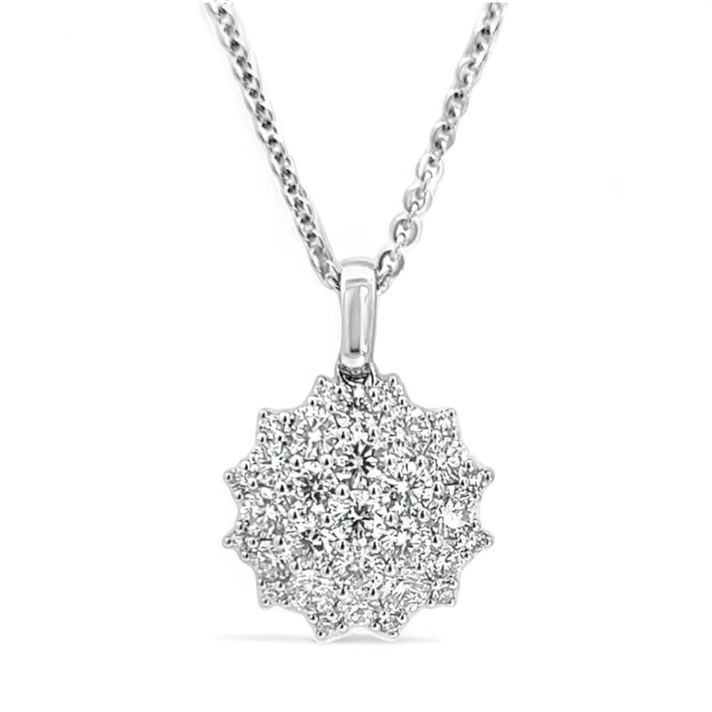 18KT White Gold Cluster Diamond Pendant