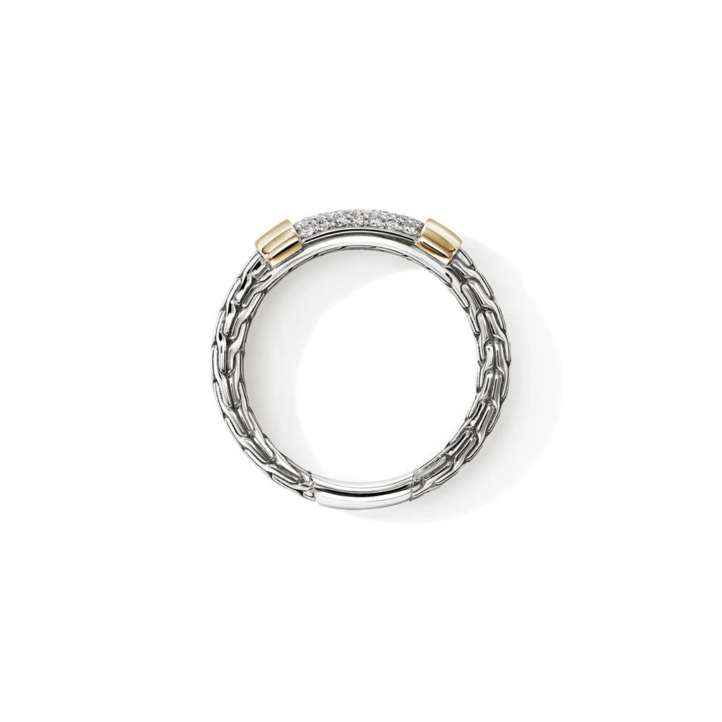 Essential Pavé Diamond Ring – 5mm Sterling Silver & 14kt Yellow Gold RZZP988702DIX7