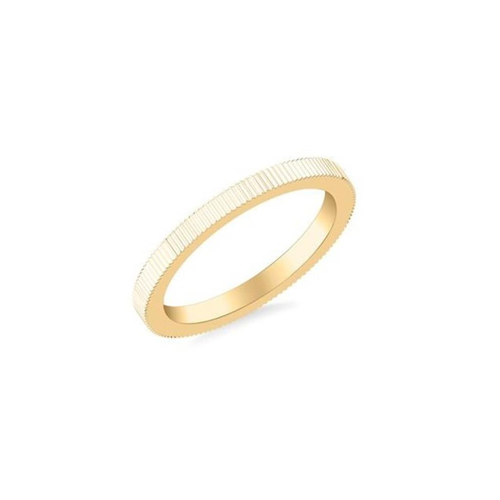 14kt Yellow Gold 2mm Vertical Channel Finish Flat Wedding Band – Size 6.5