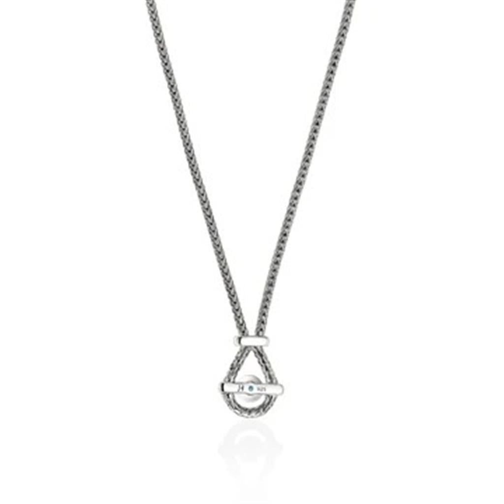 Sterling Silver 8mm Treated Swiss Blue Topaz Icon Necklace – 18–20"