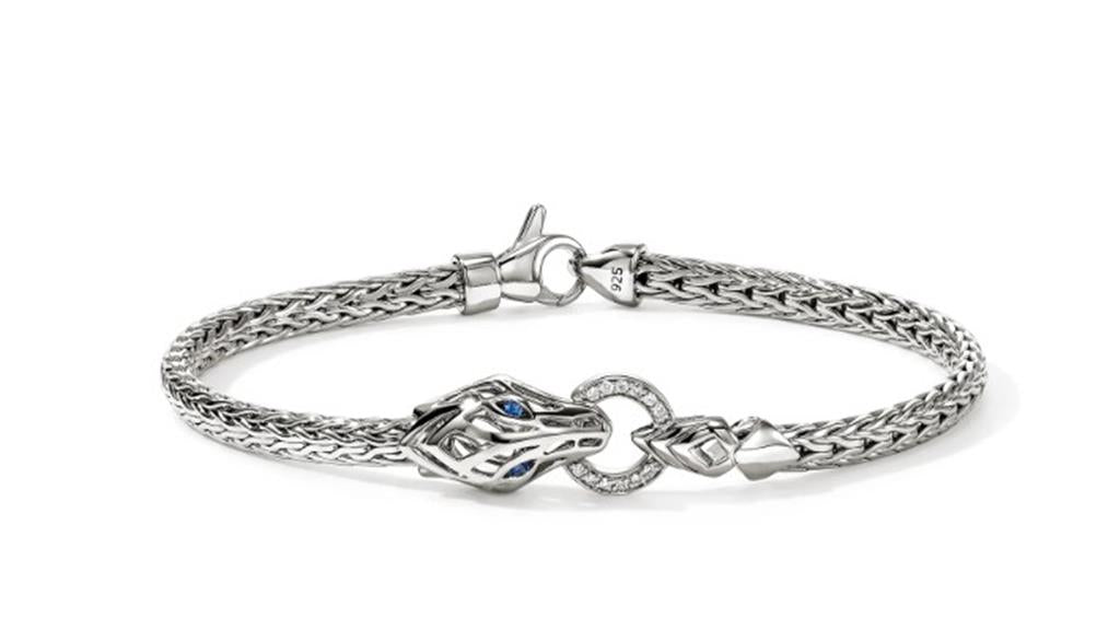 Sterling Silver Diamond & Blue Sapphire Naga Bracelet  – 3.5mm BUP603752BSPDIXUM