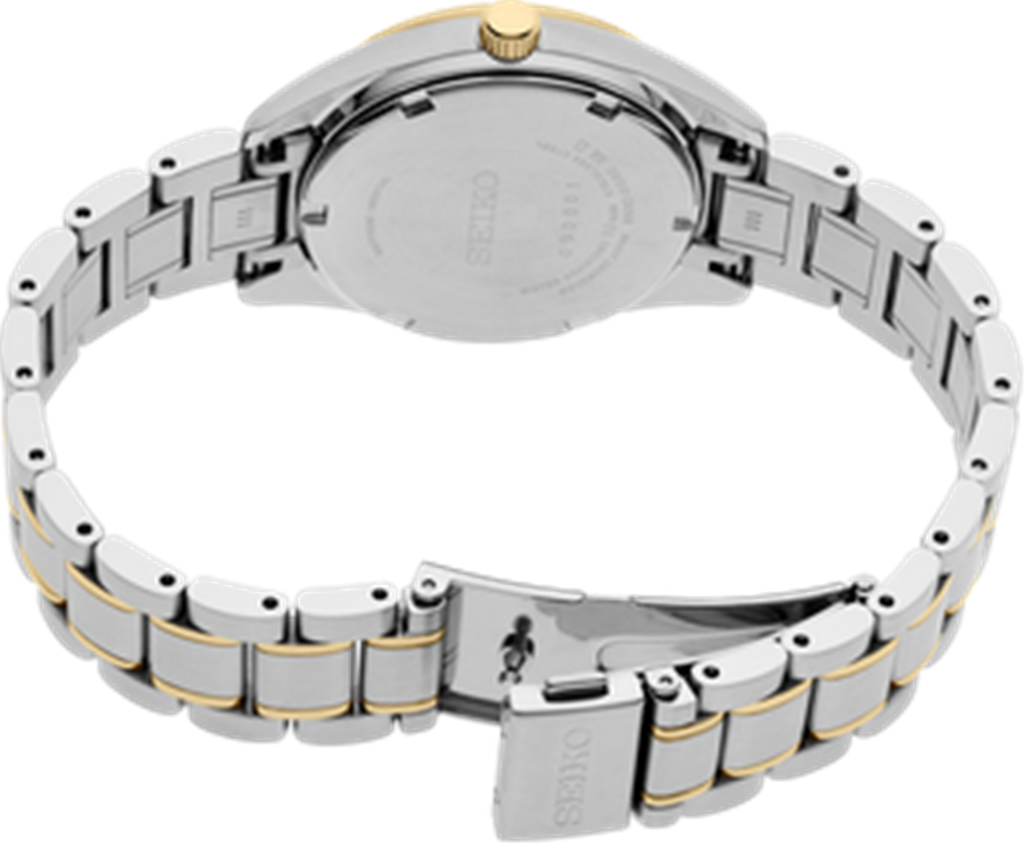 Seiko Two Tone Stainless Steel White Diamond Dial SUR582 - back view